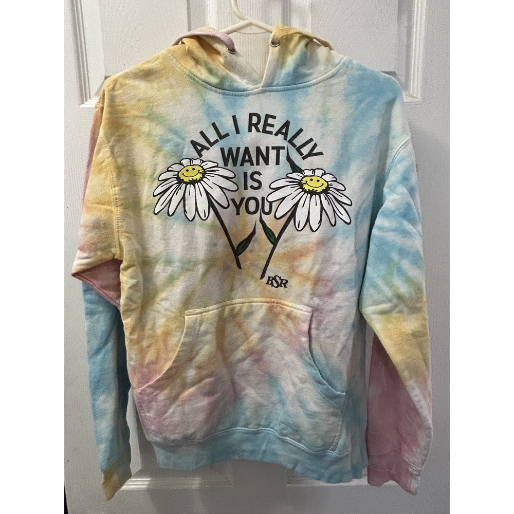 BSR by Sami Ryan "All I Really Want Is You" Tye Dye Daisy Flower Y2K Hoodie S